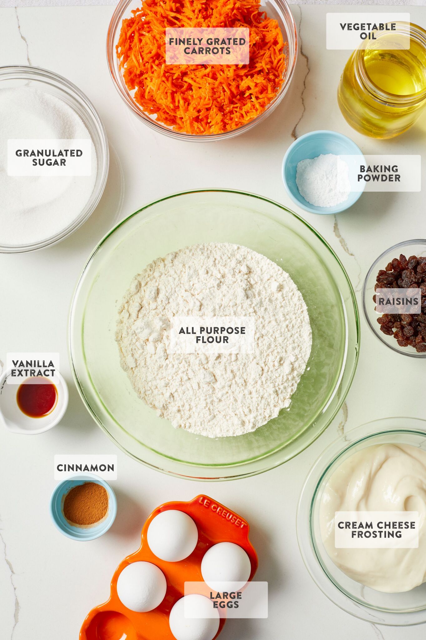 Ingredients needed to make the Best Ever Carrot Cake