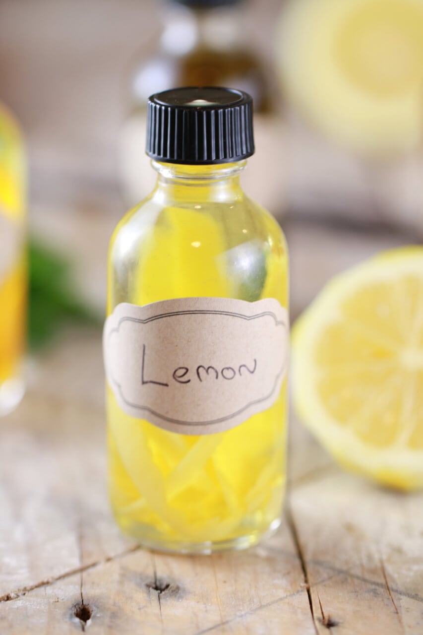 A bottle of pure lemon extract using my recipe.